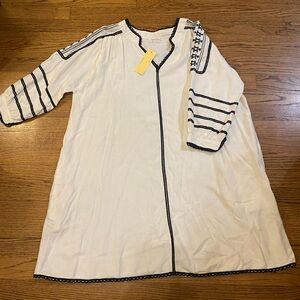 Dreamers Ivory tunic Dress with Black  trim Accents